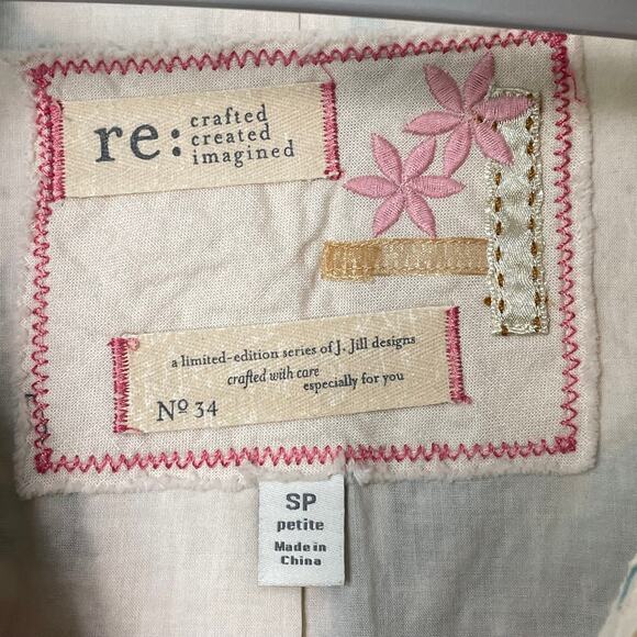 Vintage Y2k J. Jill Re: Crafted Floral Eyelet Zip Jacket Romantic Shabby Chic SP - Picture 10 of 12